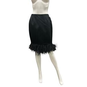 NWT Vintage Chetta B Skirt Women’s Size 4 Ostrich Feathers On The Bottom Black